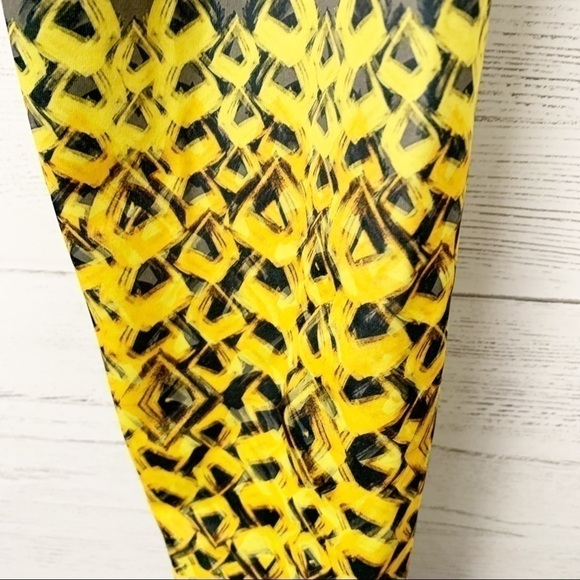 Onzie Sky geometric printed leggings grey yellow colour block high rise XS - Picture 8 of 13
